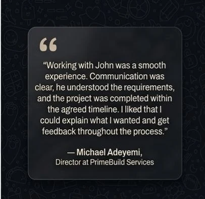 Michael Adeyemi, Director at PrimeBuild Services — client testimonial